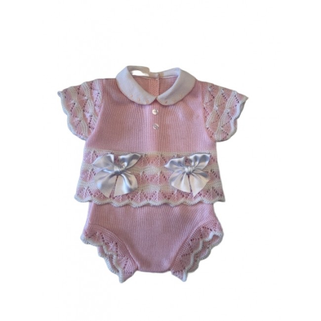 Caramel Bebe NEW IN Baby Girls Pink Knitted Bow Set - £8.40 - Kiddi Rockers  Boutique